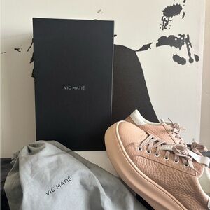 Vic Matié Blush Pink Leather Platform Sneakers